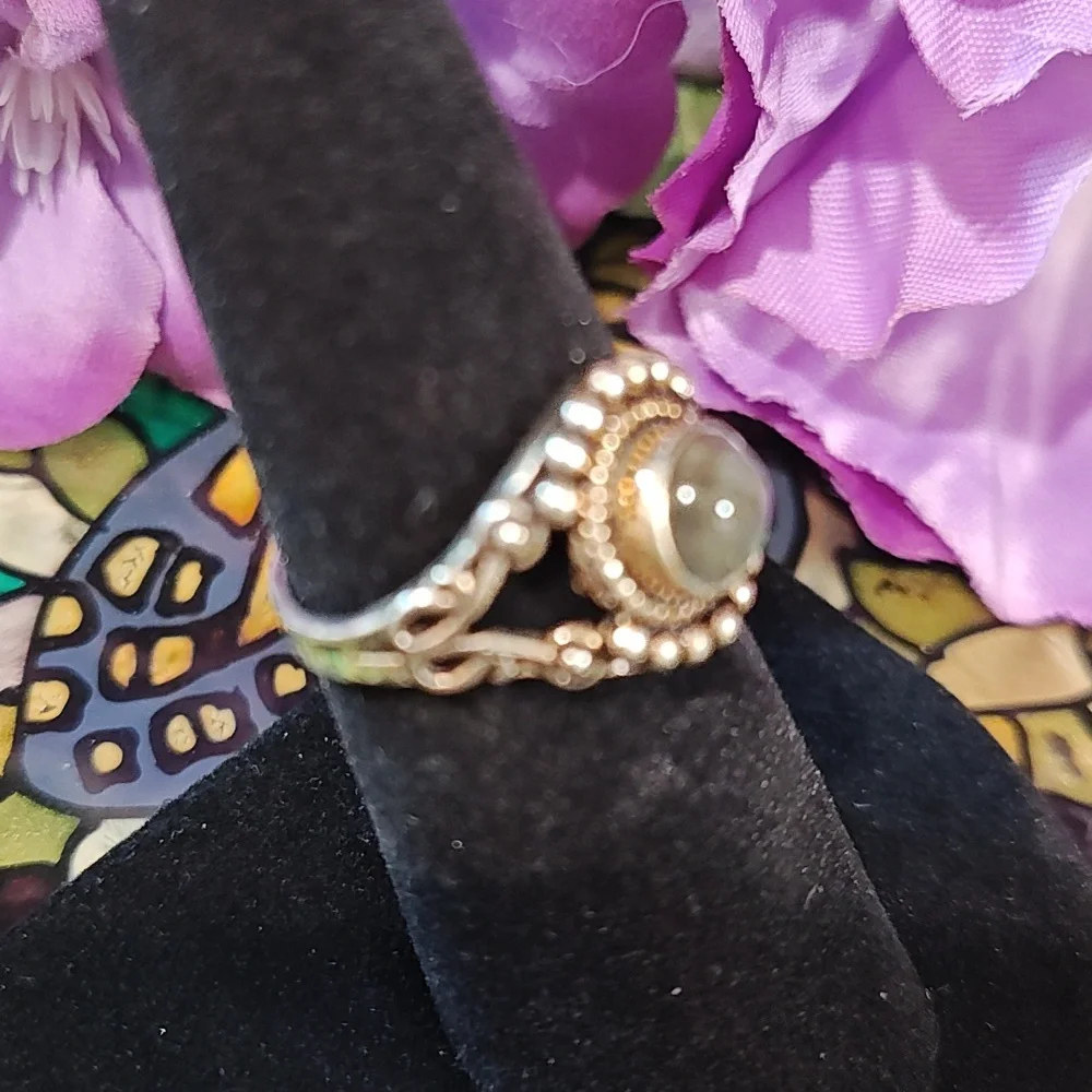 Labradorite Gemstone Silver Plated Ring - Size 6 3/4 - Picture 3 of 7